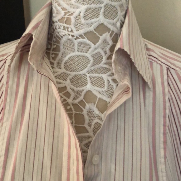 GREAT condition CALVIN KLEIN long sleeve button down fitted shirt striped sizeXS - Picture 2 of 7